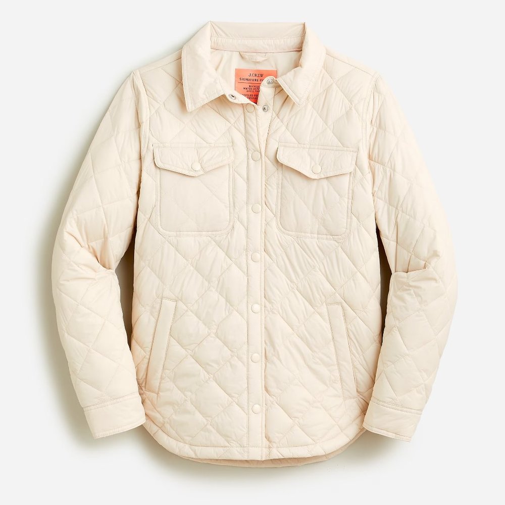 J.Crew Quilted lightweight shirt-jacket X-small in dusty ivory
